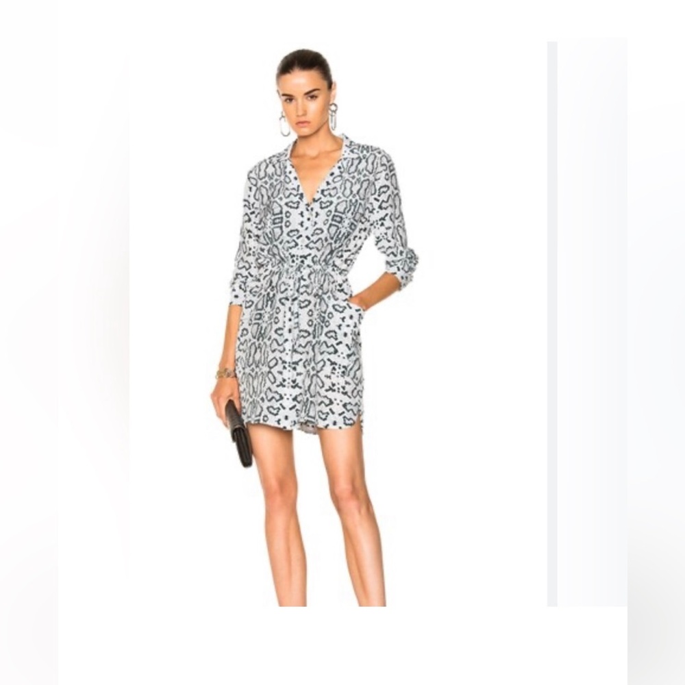 Equipment Snakeskin Print Long Sleeve Dress